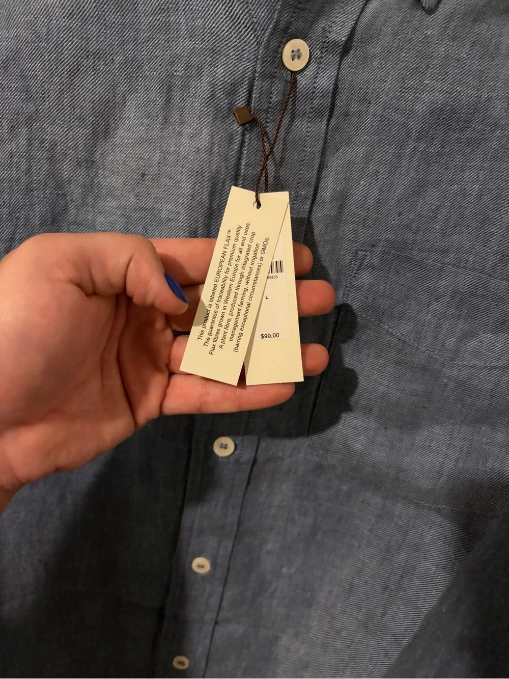 Banana Republic Blue Short Sleeve Linen Button-Down Shirt